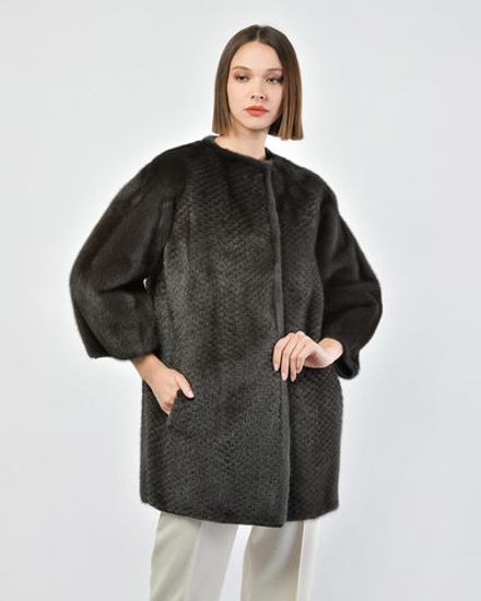 Полупальто из меха норки на кашемировой основе