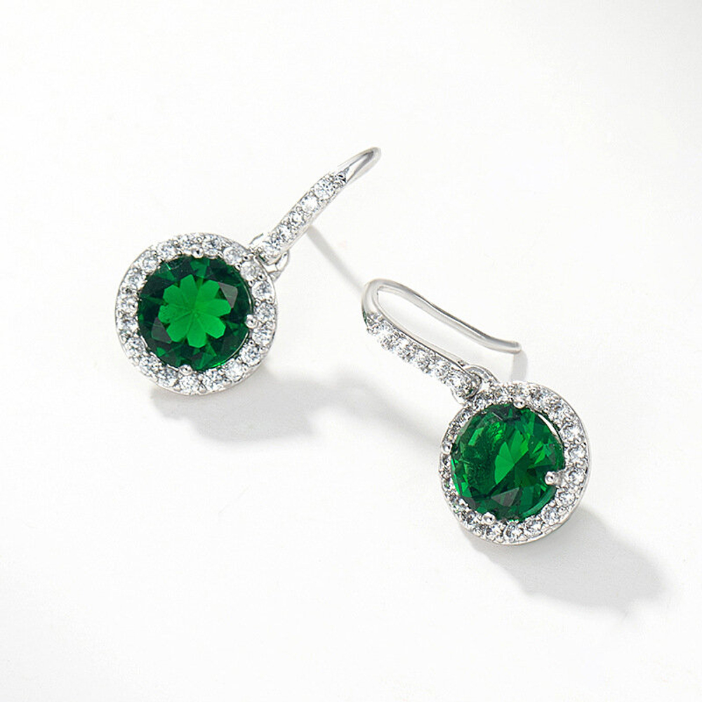 Серьги сережки женские с камнем изумруд,  бижутерия