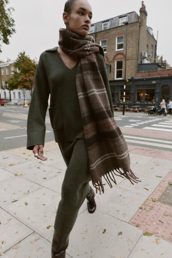 ZARA МЯГКИЙ ТРИКОТАЖНЫЙ ДЖЕМПЕР ПОЛО, ЗЕЛЕНЫЙ МЕЛАНЖ