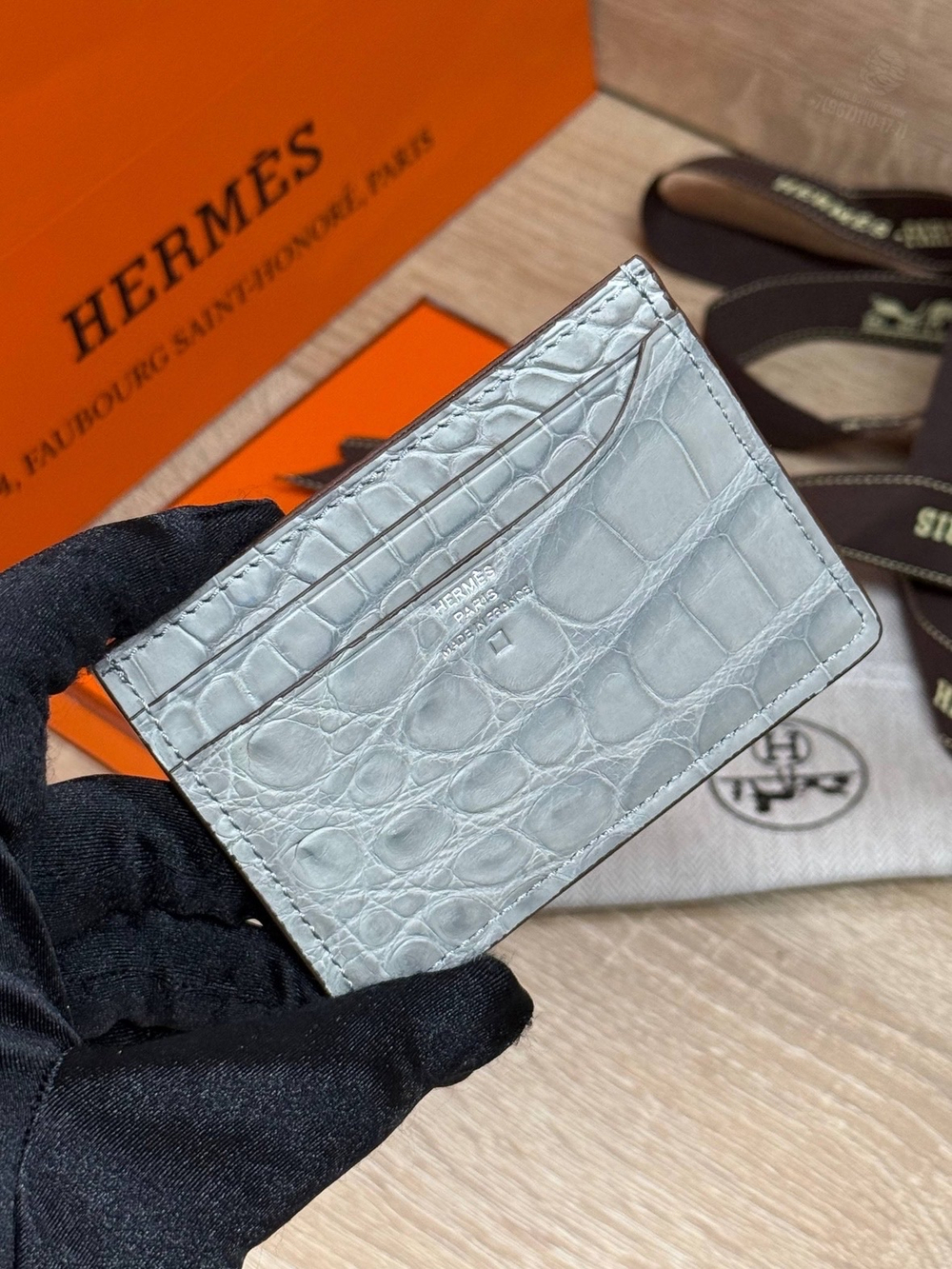Картхолдер Hermes из кожи крокодила