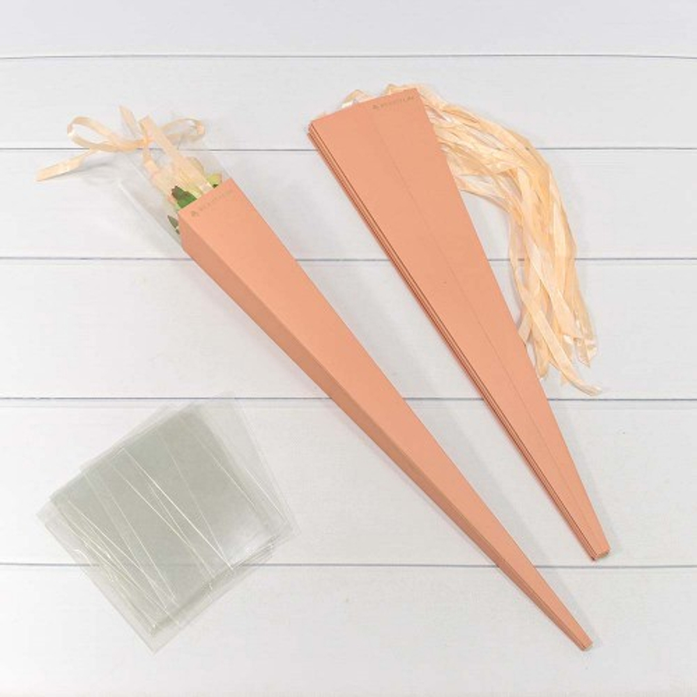 Коробка Ваза для цветов 6х6х60 см "Для одной розы" (Бежевый)