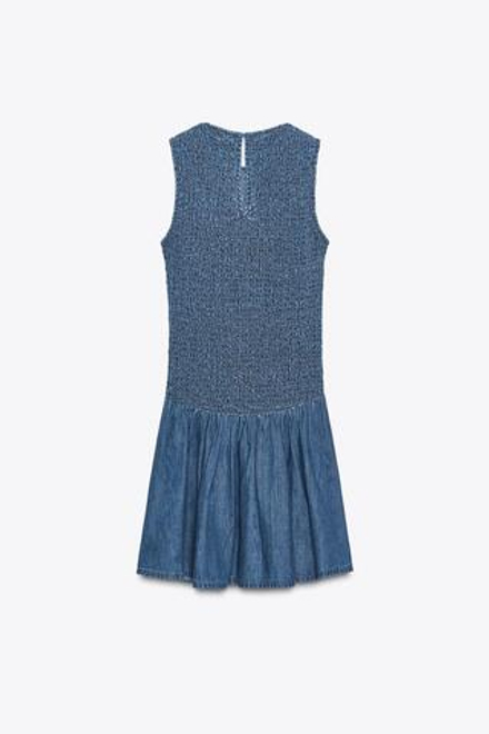 ZARA КОРОТКОЕ ПЛАТЬЕ В РУБЧИК, СИНИЙ