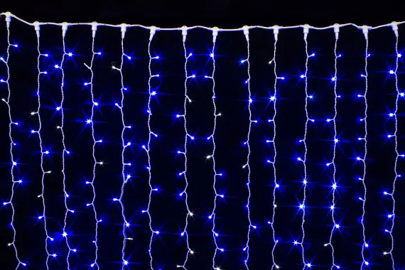 Светодиодный занавес с мерцающим диодом 2*2 м., 280 синих LED ламп, белый провод, Winner Light (b.03.6W.280+)