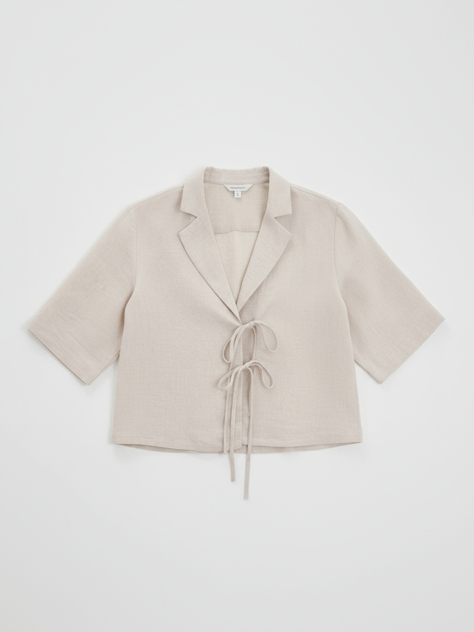 Укороченная рубашка на завязках изо льна