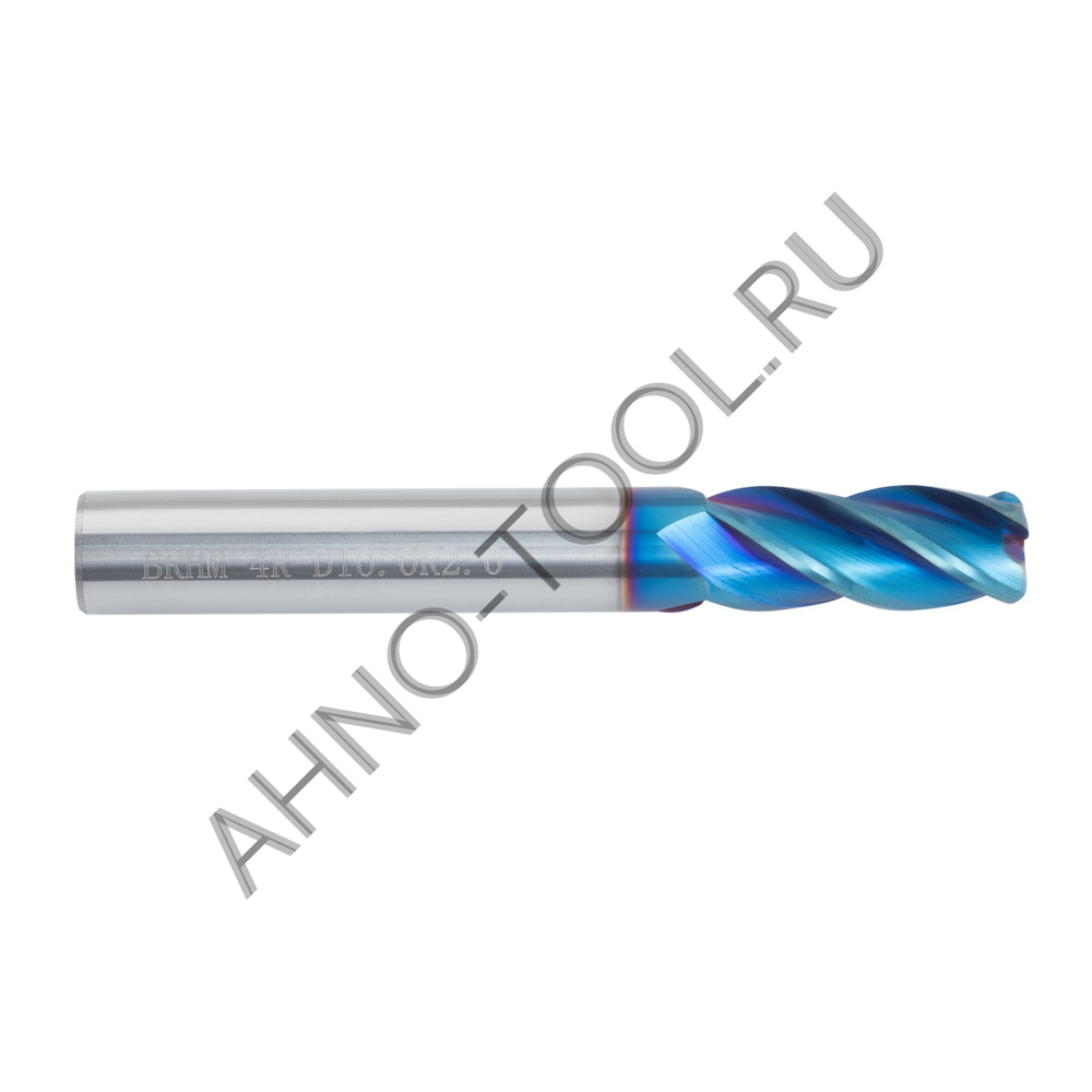 Фреза твердосплавная  10мм (L=75, l=25, хв=10) Z4 35° по закаленной стали, с радиусной фаской BRHM-4