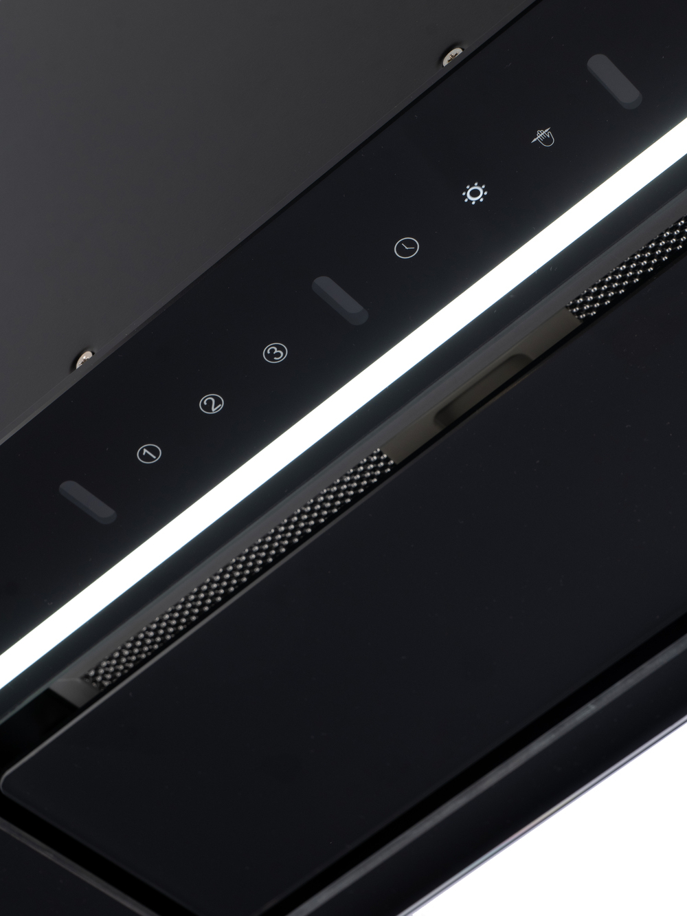 Вытяжка кухонная MACBI Ledy-60GT (BLACK) черный, D150мм,1200м3/ч, полновстраиваемая, мотор 230Ватт, стекло 60см, управл. сенсорное + управл. жестами