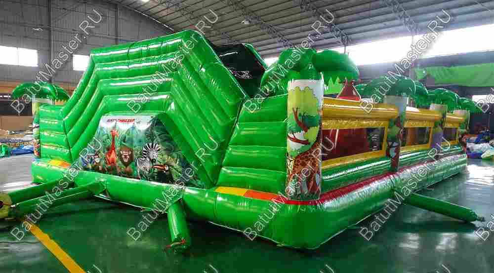 Коммерческий надувной батут "Джунгли малый со скалодромом" 10*7*2,8 м