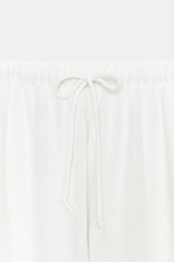 ZARA БРЮКИ WIDE-LEG ИЗ ТКАНИ С ЭФФЕКТОМ РУСТИК, ЭКРЮ