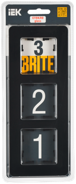 BRITE Рамка 3-местная РУ-3-2-Бр стекло черный RE IEK