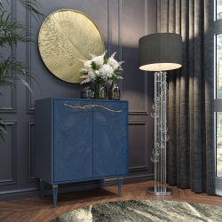 Комод Арт Колор leaves Классик Голд с 2 полками Королевский синий