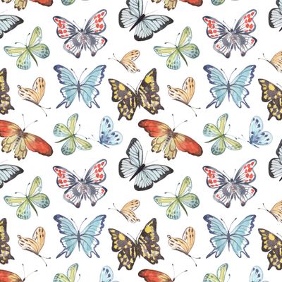 Акварельные бабочки (белый фон)