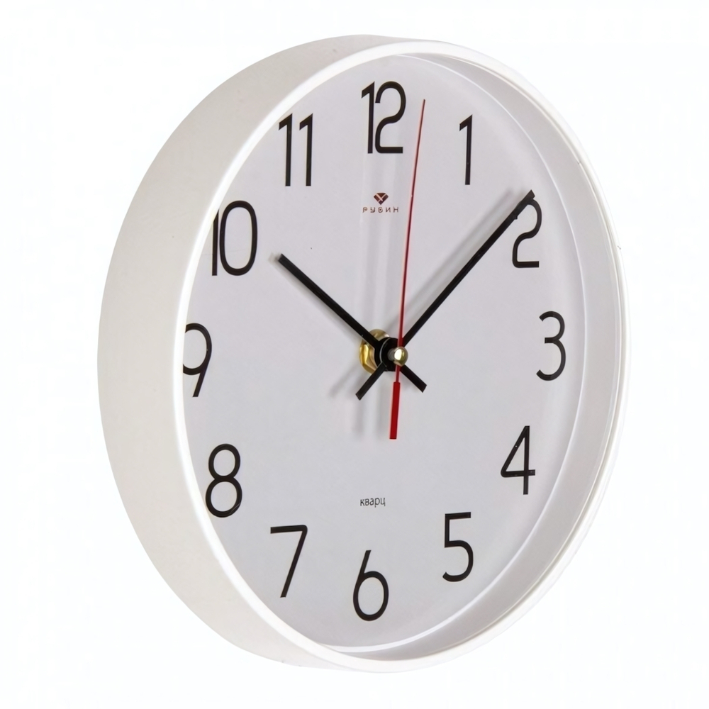 2019-111W Часы настенные круг d=19,5см, корпус белый, "Классика"