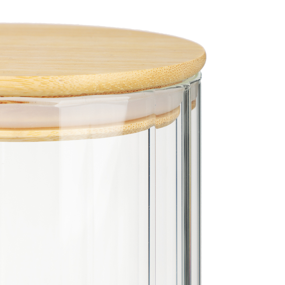 VETTA ЭКО Грани Банка для хранения 1100мл, 17х10см, стекло, бамбук