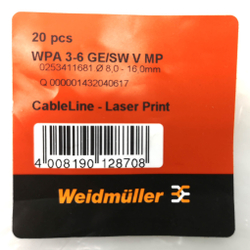 Маркер кабельный сеч.8-16мм Weidmuller WPA 3-6 GE/SW V MP  (20 шт.) 0253411681 PA. 3-6