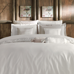 Постельное белье 2 спальное евро Tivolyo home Catena Nakisli крем-бежевое