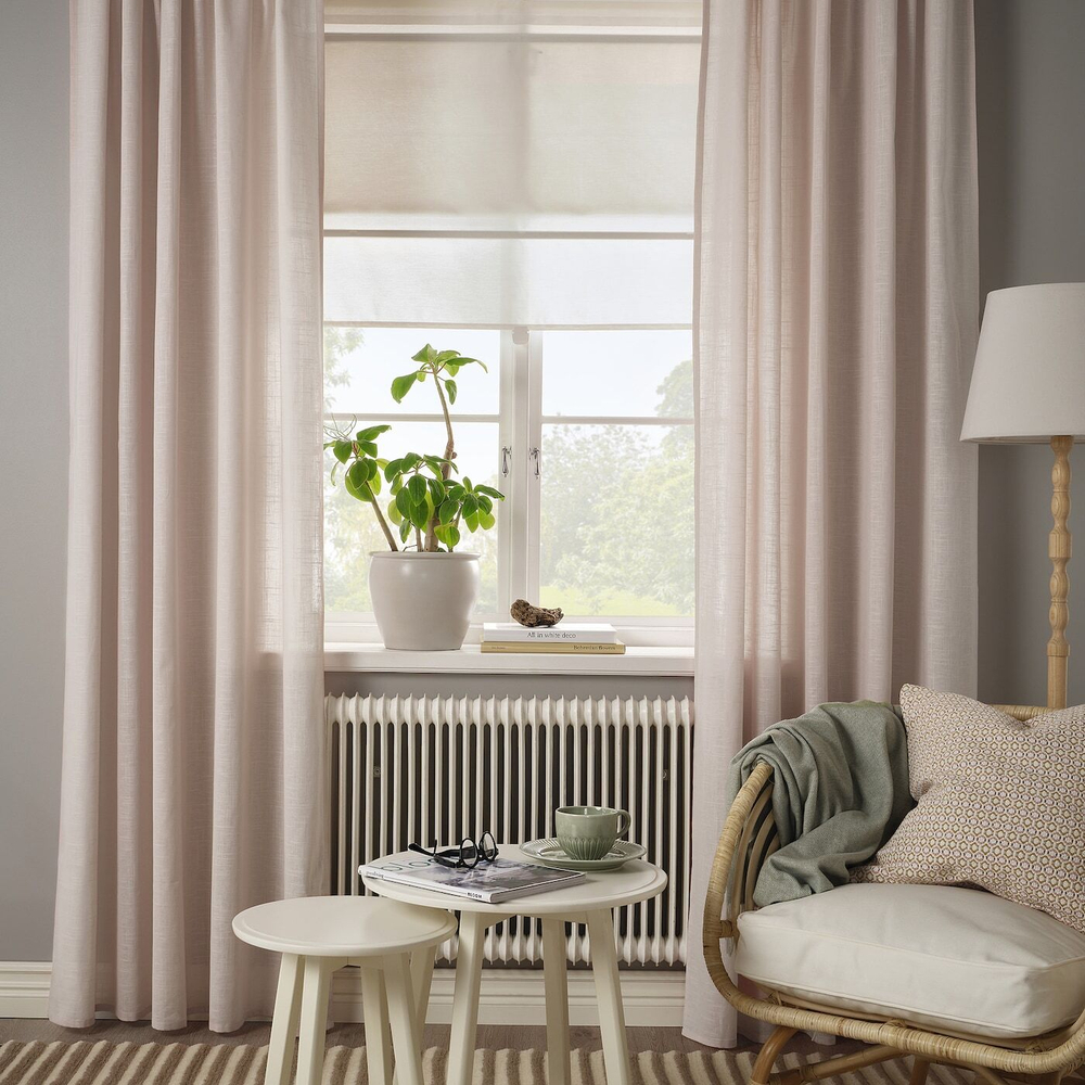 IKEA SILVERLÖNN  (ИКЕА СИЛВЕРЛÖНН)  -  Шторы, 2 шт, на ленте/розовые, 145x300 см