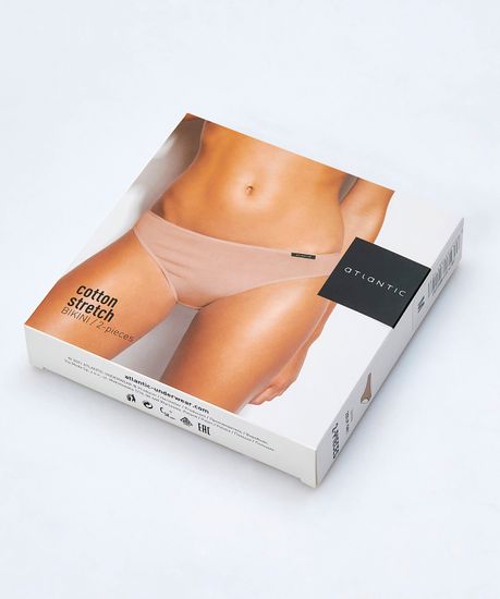 Женские трусы (2 шт.) слипы бикини Atlantic, хлопок, Basic 2BLP-581 бежевые