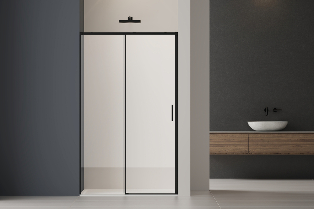 Душевая дверь Soft 2 VDS-3SO2100CLB, 1000, черный, стекло прозрачное