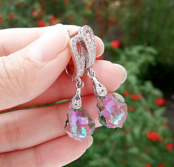 Серьги с кристаллами Сваровски на новый год