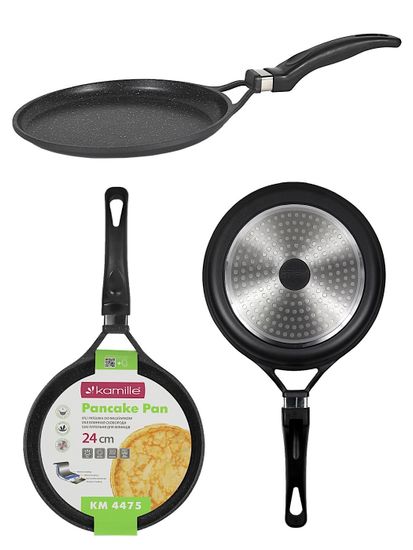 Сковорода блинная 24 см. из литого алюминия Kamille КМ-4475 с мраморным покрытием