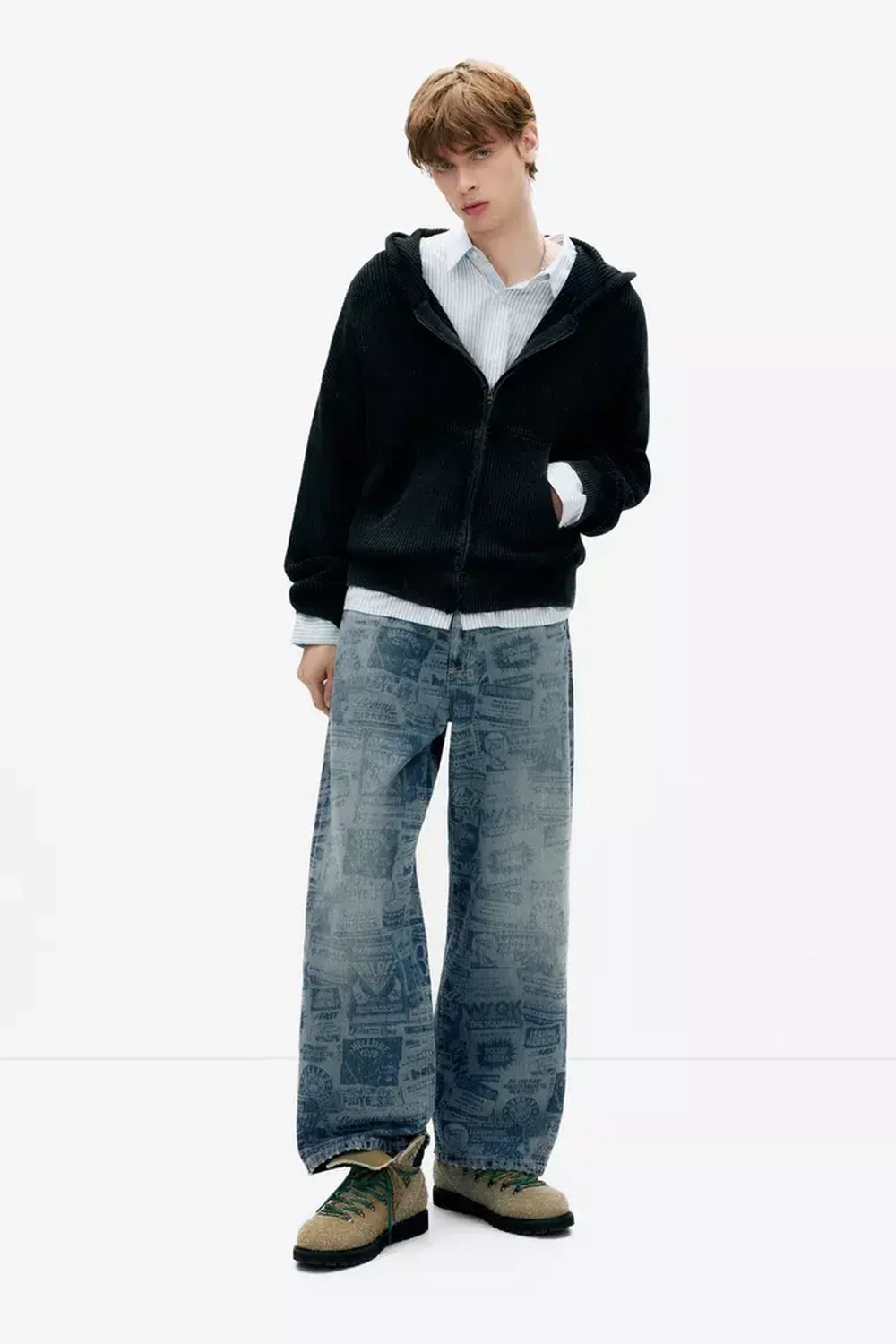 PULL&BEAR Джинсы широкого кроя "Stranger Things", синий