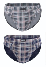 Набор из двух трусов-слипов в клетку (Размер: L) (Цвет: синий с серым)