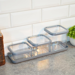 Набор емкостей для сыпучих 3шт (0,4л, 0,6л, 0,9л) на подставке "Cubbo Scandi", серый