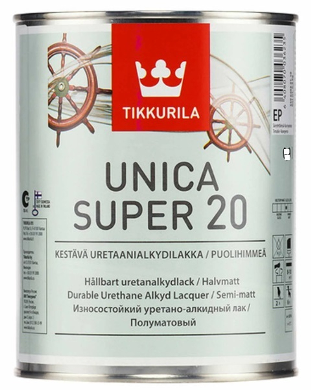 Лак Tikkurila UNICA SUPER EP полуматовый 0.9 л