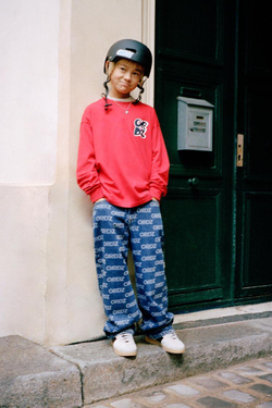 ZARA ДЖИНСЫ WIDE LEG С ТЕКСТОВЫМ ПРИНТОМ, СИНИЙ