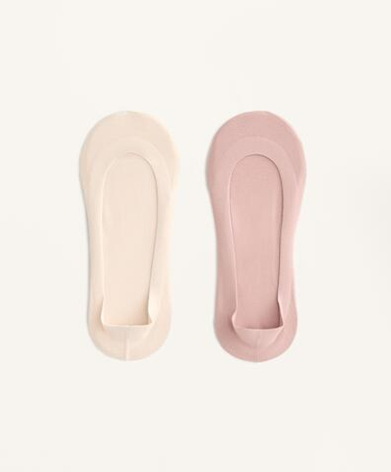 OYSHO Набор из двух пар невидимых носков из хлопковой смеси, бледно-розовый