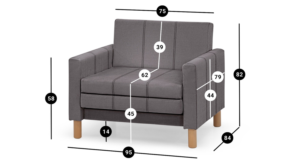 Кресло-кровать Уют Лайт Velutto 19 95*84*82 см, серо-красный Велютто Выкатной Фиеста