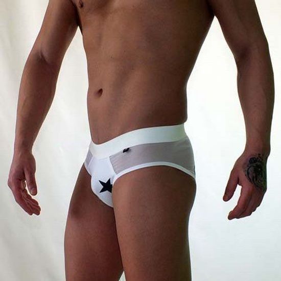 Трусы мужские брифы белые со звездами Van Baam VB-38138