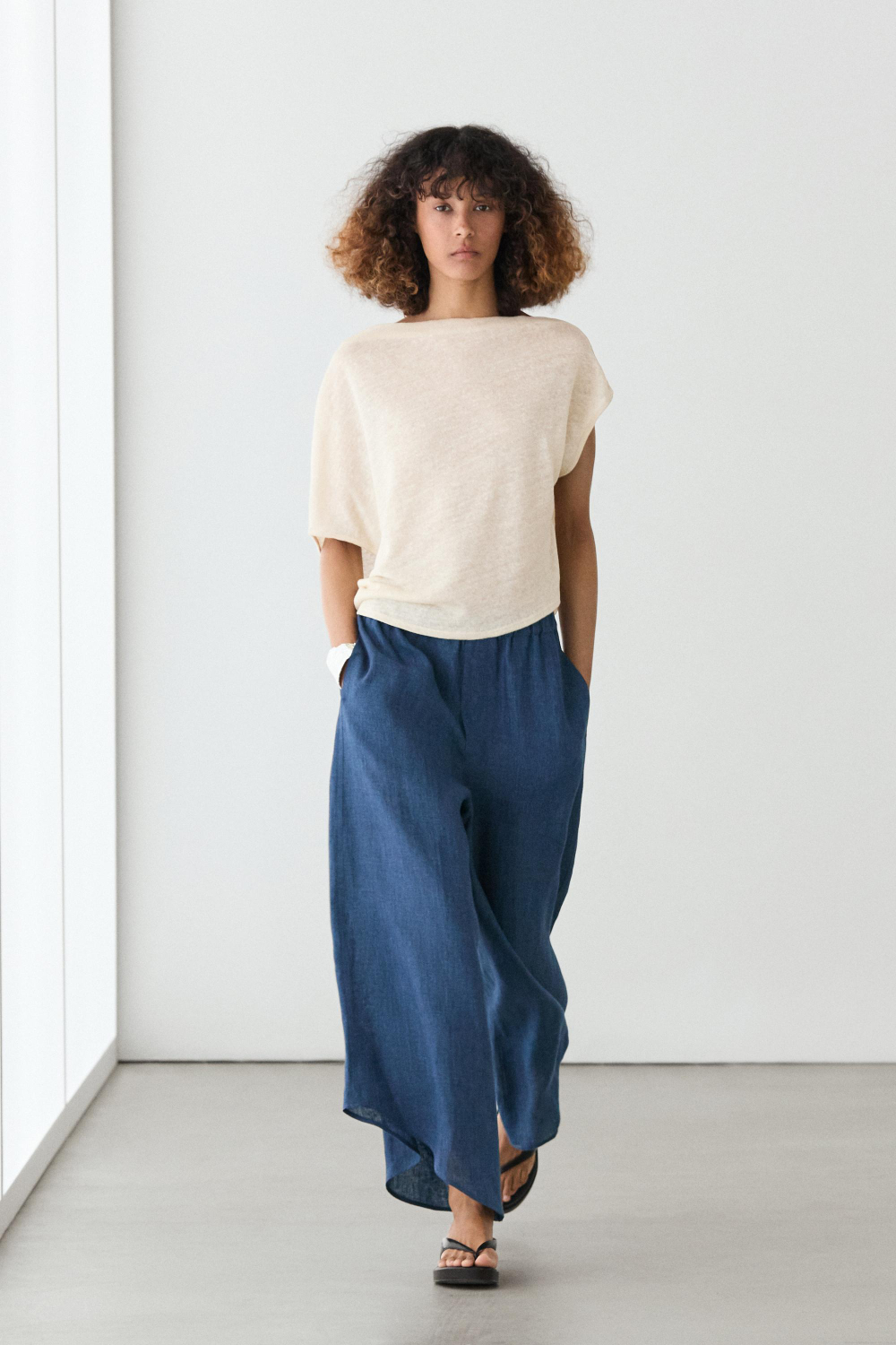 Massimo Dutti Льняные брюки в стиле "Total Look", синий