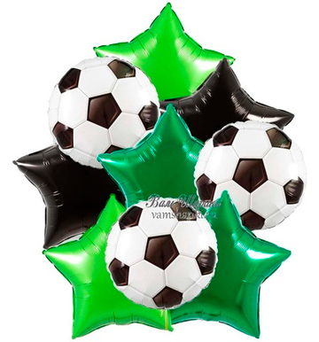 Букет шаров "Звезда футбола в зеленом цвете"