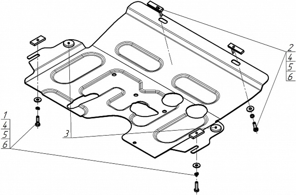 Защита картера двигателя, КПП. 2 мм, Сталь для Renault Clio Symbol 1998-2002, Motodor.71708