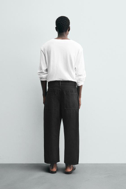 ZARA ДЖИНСЫ TAPERED WIDE FIT, ЧЕРНЫЙ