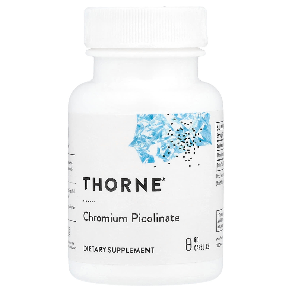 Thorne, пиколинат хрома, 60 капсул (500 мкг в 1 капсуле)