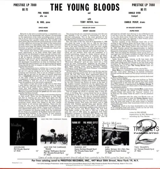 Phil Woods, Donald Byrd – The Young Bloods - Analogue Productions LP