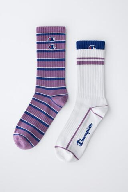 ZARA Х CHAMPION ® ВЫСОКИЕ НОСКИ В ПОЛОСКУ, ЦВЕТ МАЛЬВЫ