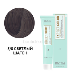 Bouticle Expert Color Hair Color Cream Профессиональный перманентный крем-краситель для волос цвет 5.0 светлый шатен, 100 мл.