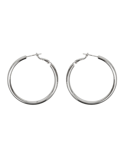 Серьги тонкие кольца, гладкий металл, серебро