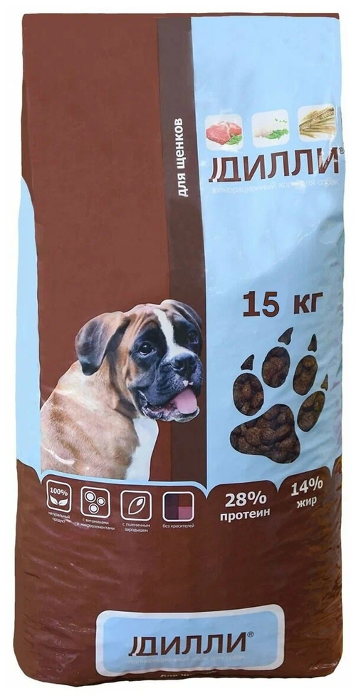 Сухой корм Дилли для щенков всех пород, 15 кг