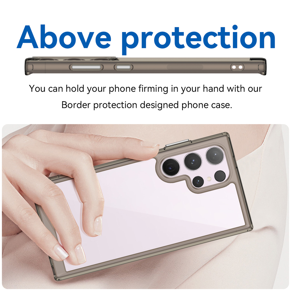 Усиленный чехол с защитными рамками для Samsung Galaxy S24 Ultra, серые рамки