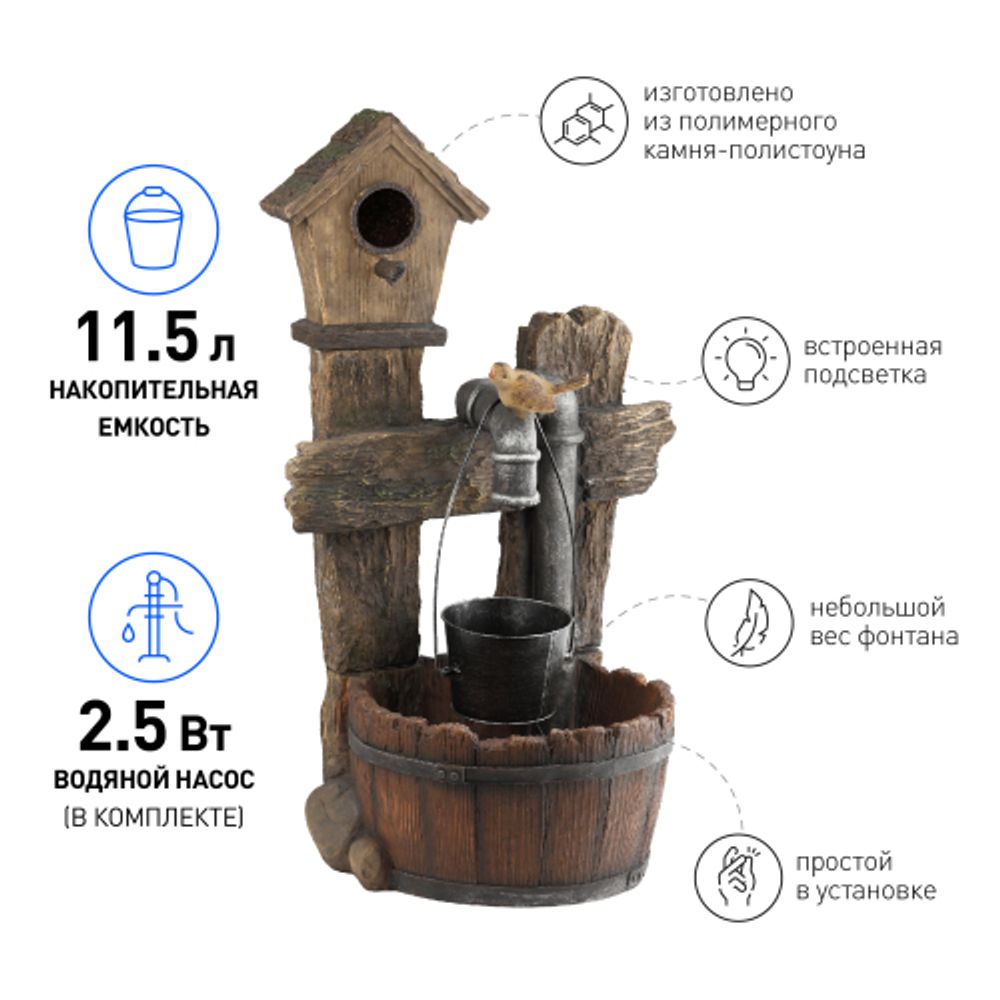 GWXF02400-S GREEN APPLE Фонтан садовый Лесной дом 73,5см