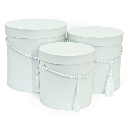 Коробка "Цилиндр" белый с ручкой-кисточкой, Размер 1, 175x178 см