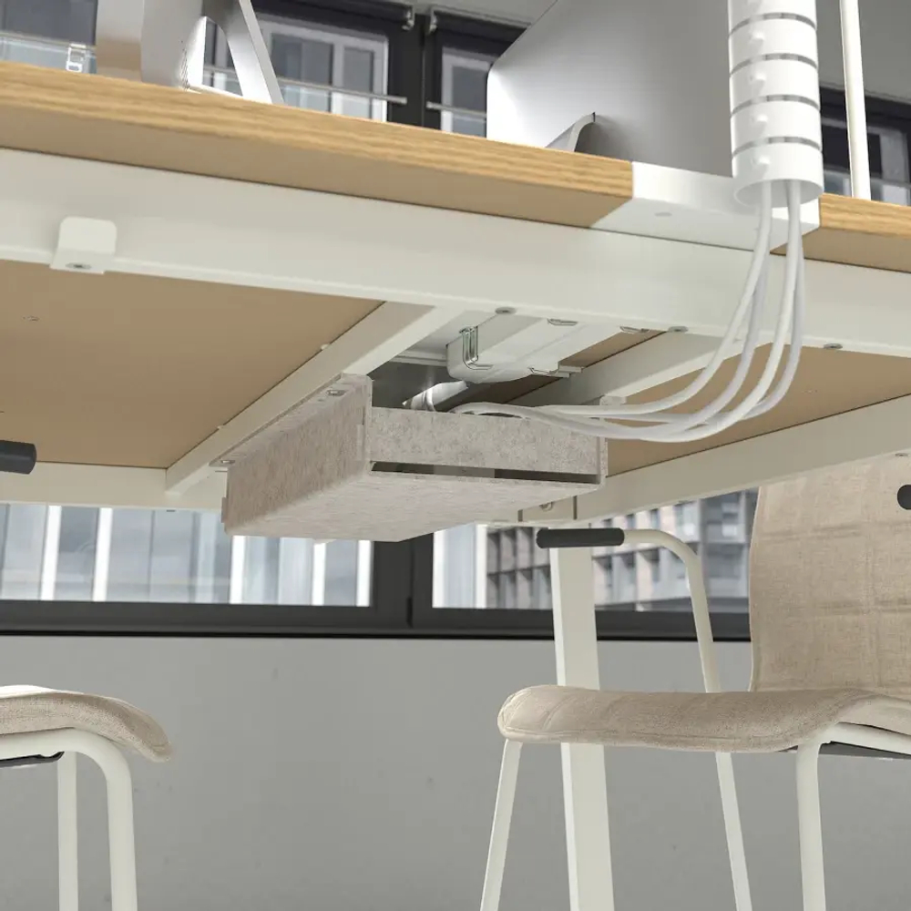 Стол для переговоров - MITTZON IKEA /ИКЕА МИТТЗОН , 108х140х75 см, светло-коричневый/белый