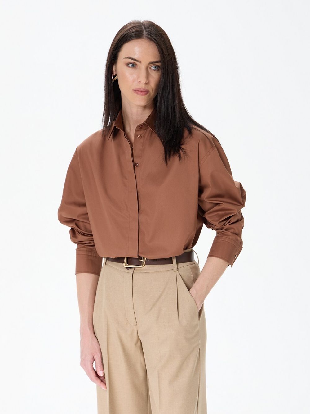 Рубашка Хельсинки кэмел хлопок