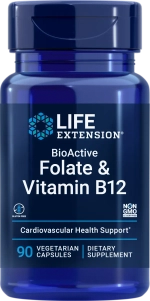 BioActive Folate & Vitamin B12 90 капсул Life Extension