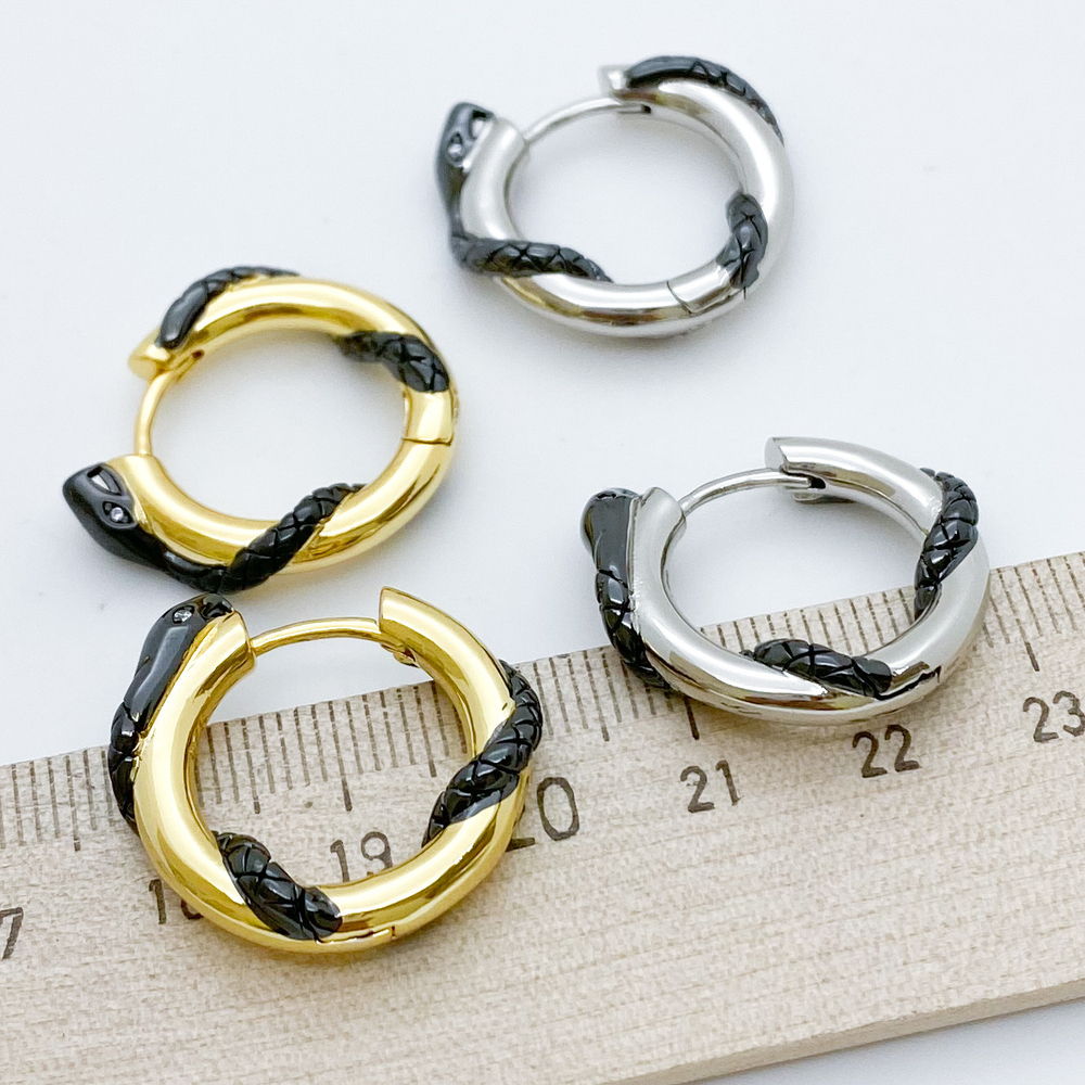 Швензы-кольца Змея, позолота, размер 21*23 мм, цена за пару