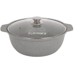 Кастрюля-жаровня 5л «Мраморная»(светлый мрамор) со стеклянной крышкой диаметр 28см жмс528а